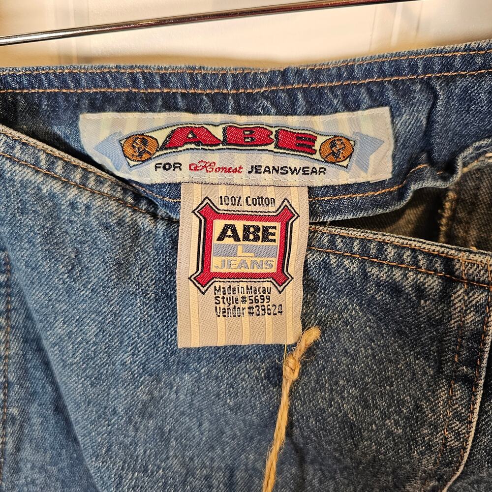 Deadstock 90s ABE for Honest Jeanswear Denim Skirt Paneled Side Zip Blue Large - Picture 2 of 6